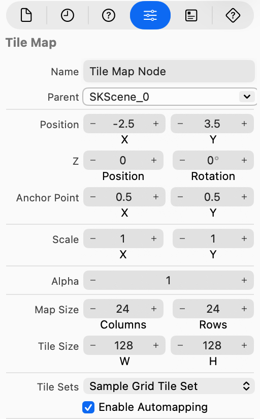 Tile Map Attributes Inspector